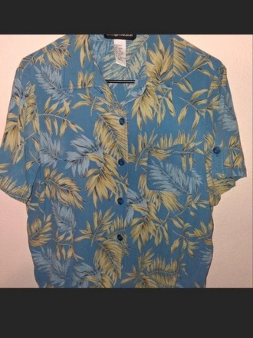 SAG HARBOR Floral Button Down Blue & Yellow Size L